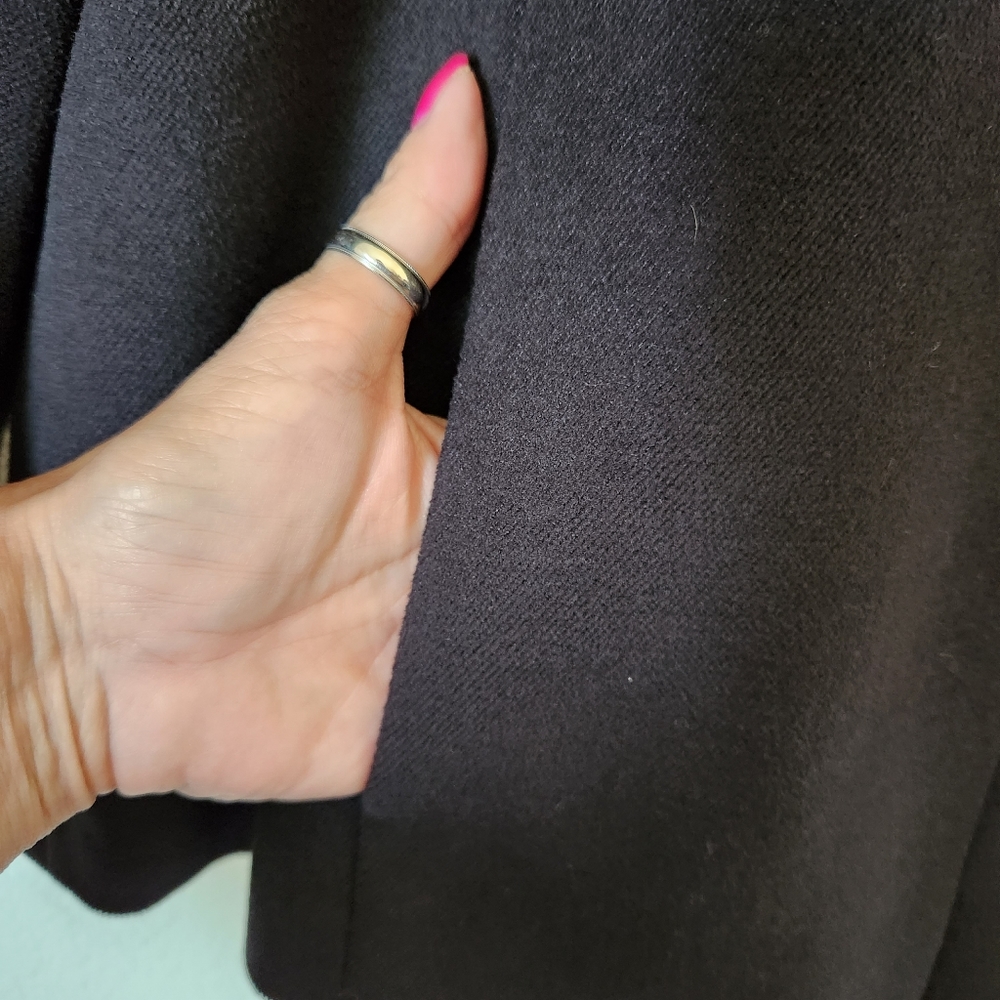 Lands' End Fully Lined Black Jacket/Coat with Concealed Buttons, Size 14 - Picture 3 of 6
